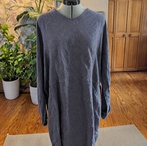 FLAX Long Sleeve Purple Dress Large Pockets